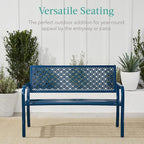 Best Choice Products Outdoor Bench 2-Person Metal Steel Benches Furniture - Image 6