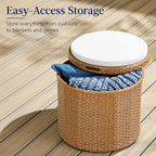 Best Choice Products Round Wicker Ottoman, Additional Seating, Side Table - Image 3