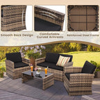 4-Piece Patio Furniture Set, Wicker Outdoor Rattan Sectional Sofa - Image 4