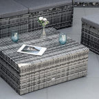 Outsunny 4-Piece Outdoor Rattan Furniture Set, Round Convertible Patio Daybed - Image 9