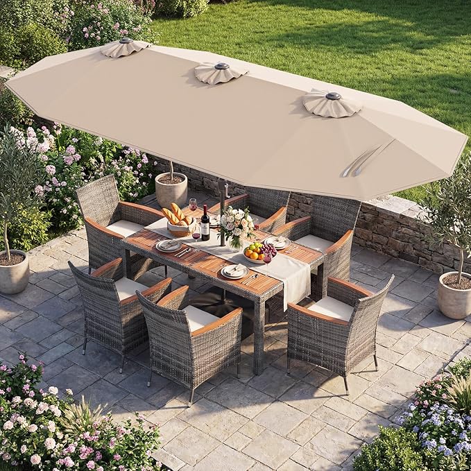 Tangkula 9 Pieces Rattan Outdoor Dining Set - Image 2