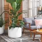 SAFAVIEH Outdoor Collection Nardo White Cement Ficonstone Planter Pot - Image 2
