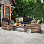 4-Piece Patio Furniture Set, Wicker Outdoor Rattan Sectional Sofa - Image 2