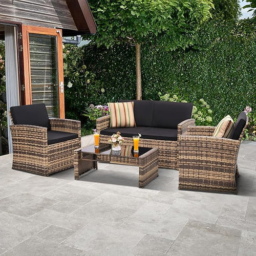 4-Piece Patio Furniture Set, Wicker Outdoor Rattan Sectional Sofa - Image 2