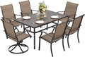 NUU GARDEN 7 Pieces Outdoor Dining Sets, Textilene Swivel Patio Table and by NUUGARDENCORPORATION