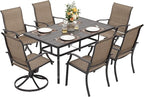 NUU GARDEN 7 Pieces Outdoor Dining Sets, Textilene Swivel Patio Table and by NUUGARDENCORPORATION