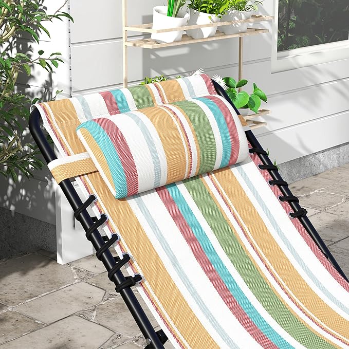 Outsunny Folding Chaise Lounge Chair Set of 2, Patio Sun Tanning Chair - Image 8