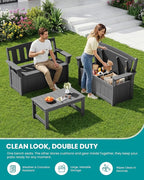 SERWALL HDPE Outdoor Storage Bench, All-Weather, UV-Resistant Deck Box - Image 8