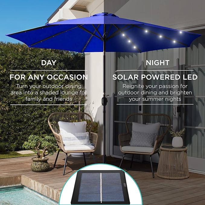 Best Choice Products 10ft Solar Polyester LED Lighted Patio Umbrella w/Tilt - Image 3