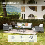 EAST OAK 5-Piece Patio Furniture Set | Life Chatter 5-Seat Outdoor Furniture | - Image 9