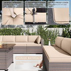 Kullavik 13 Pieces Outdoor Patio Furniture Set, PE Wicker Rattan Sectional Sofa - Image 6