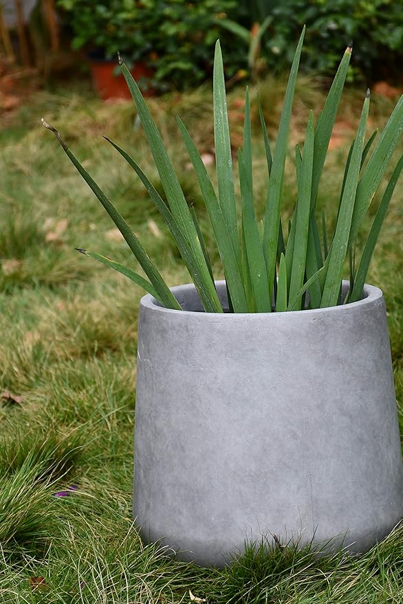 Kante 15.3" Dia Round Concrete Planter, Outdoor Indoor Large Plant Pots - Image 12