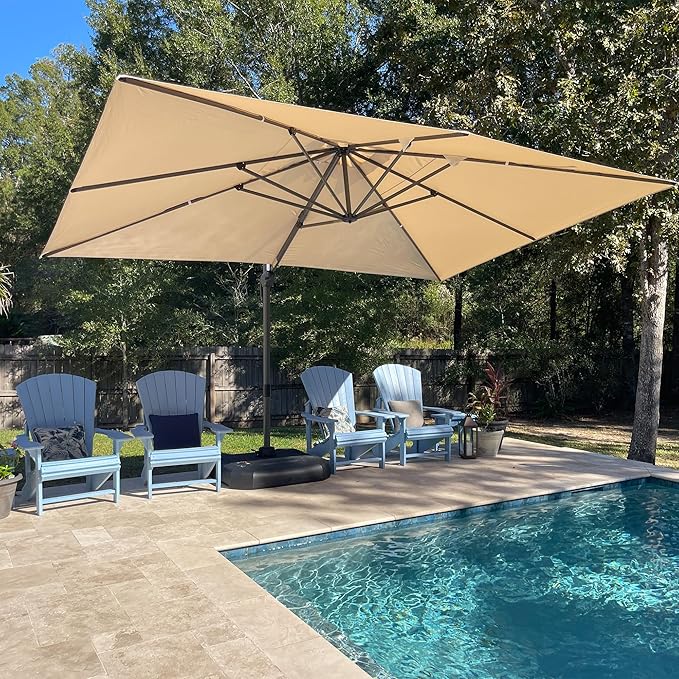 PURPLE LEAF 10' X 13' Patio Umbrella Outdoor Cantilever Rectangle Umbrella by PURPLELEAF
