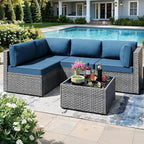 SUNLEI 5pcs Patio Furniture Sets Conversation Set, Low Back All-Weather Rattan - Image 2