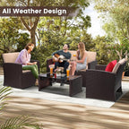 4-Piece Patio Furniture Set, Wicker Outdoor Rattan Sectional Sofa - Image 3
