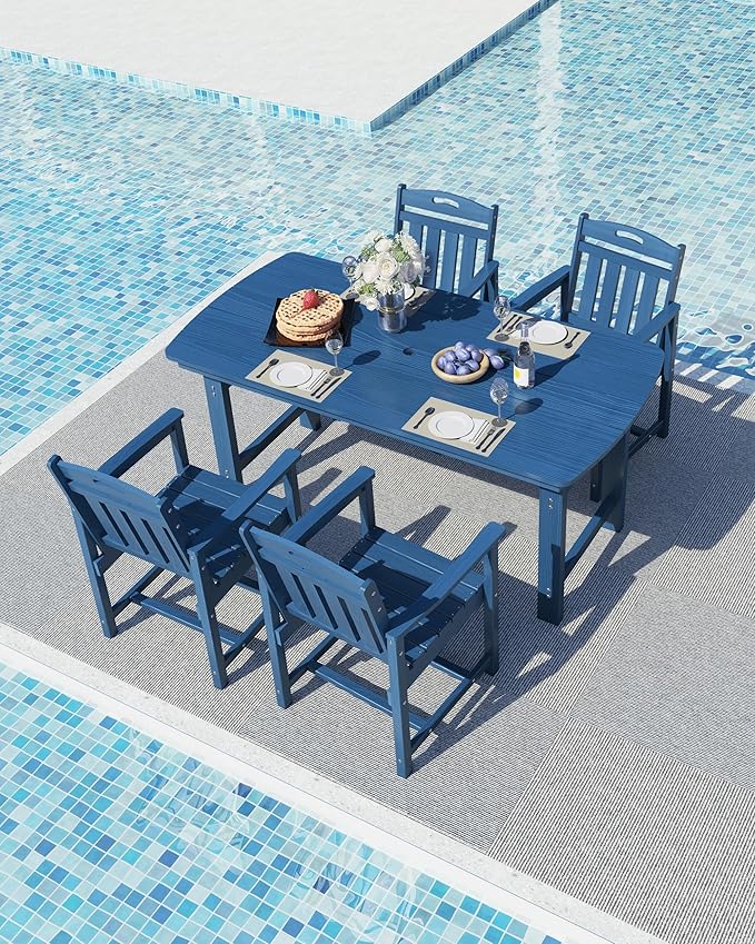 Ciokea HDPE Outdoor Dining Set, 5-Piece Patio Table and Chairs Set - Image 8