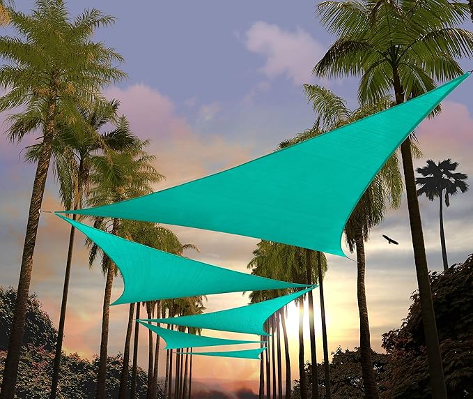 Amgo 20' x 20' x 20' Turquoise Triangle Sun Shade Sail UPF50+ Canopy Awning by Amgo