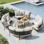 MFSTUDIO Patio Furniture Set, 8 Seats Half-Moon Curved Outdoor Sectional Sofa by MFSTUDIO