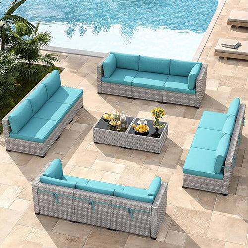 12-Seat Modular Patio Furniture Set – Outdoor Wicker Sectional Sofa - Image 2