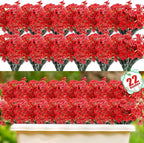22 Pack Artificial Flowers Outdoor Fake Plants, Faux Flowers UV Resistant by Powbrace