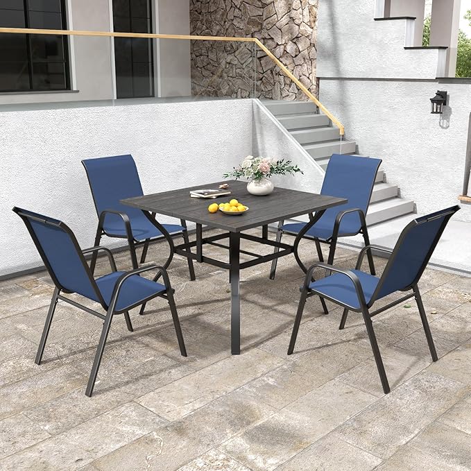 Patio Chairs Set of 8, Stackable Outdoor Dining Chairs - Image 7