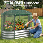 Raised Garden Bed with Sprinkler Timer and Self-Watering System, Galvanized - Image 5