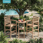 Ciokea 3-Pcs Bistro Table and Chairs, All-Weather Round High Top Bar Table - Image 3