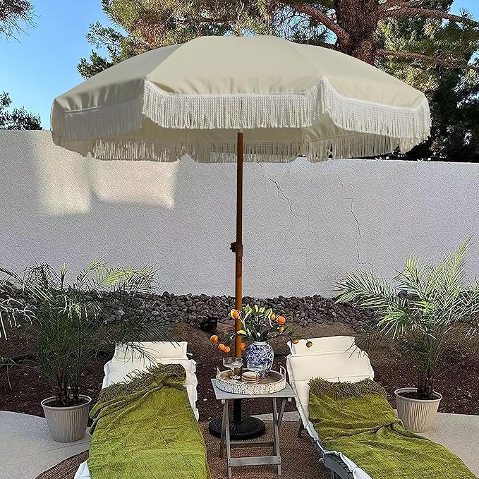 AMMSUN 7ft Patio Umbrella with Fringe Outdoor Tassel Umbrella UPF50+ Premium - Image 5