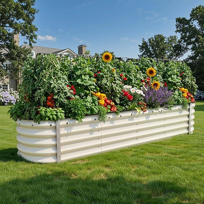 YITAHOME 17" Tall 9 in 1 Raised Garden Bed Kit, 96x24 in Large Galvanized Metal by YITAHOME