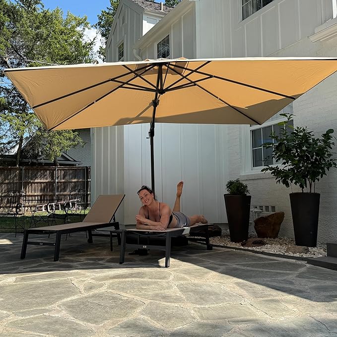 PURPLE LEAF 8.2' X 11.5' Left-right Tilting Patio Umbrella Outdoor Cantilever by PURPLELEAF