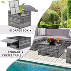 8-Piece Patio Furniture Set, Outdoor Wicker Rattan Sectional - Image 4