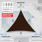 Amgo 14' x 14' x 14' Brown Triangle Sun Shade Sail UPF50+ Canopy Awning AGSLT - Image 7