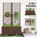 Outsunny Planter Box with Trellis, Self Watering Raised Garden Bed with - Image 3