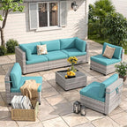 6-Seat Modular Patio Furniture Set – Outdoor Wicker Sectional Sofa by MASIONBACKYARDS