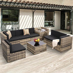 8-Piece Patio Furniture Set, Outdoor Wicker Rattan Sectional by KROFEM