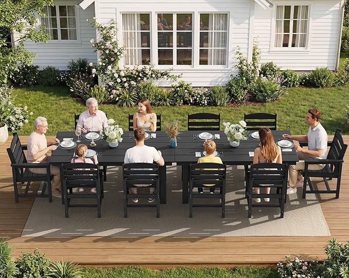SERWALL Patio Dining Sets for 10 Person, HDPE Dining Set - Image 4