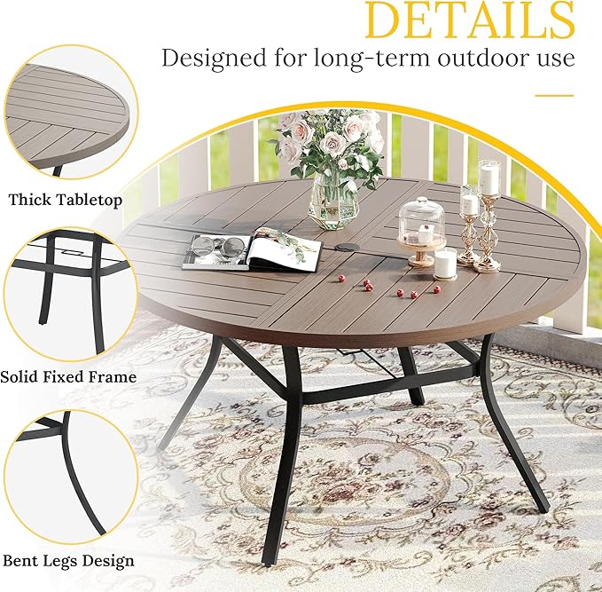 VICLLAX Round Patio Table with Adjustable Umbrella Hole - Image 4