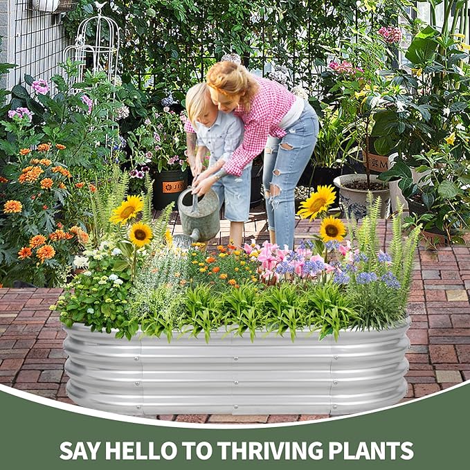 1MORE Galvanized Raised Garden Bed- Planter Garden Boxes Outdoor, Raised Beds - Image 8