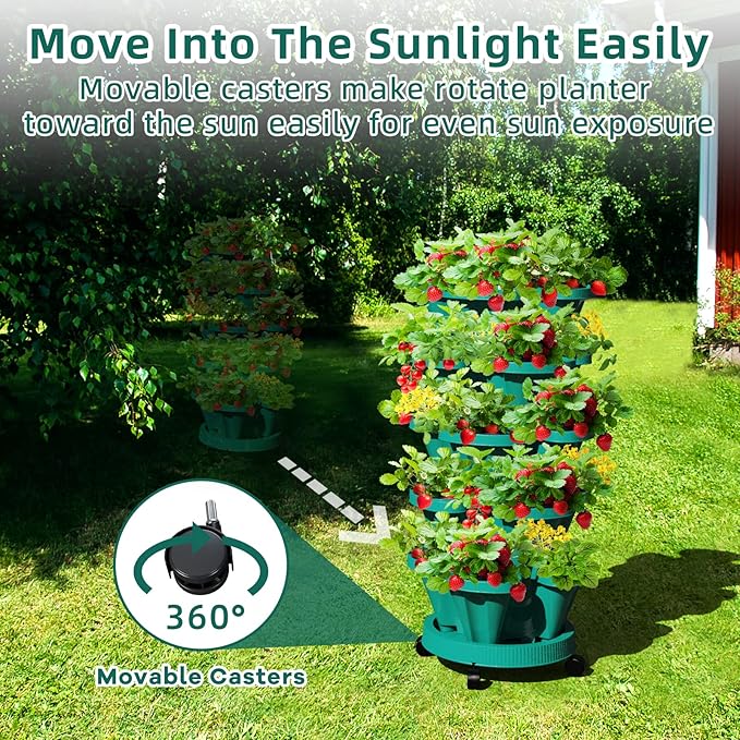 Strawberry Vertical Planters Tower Garden 3 Pack, 7 Tiered Stacking Herb - Image 4