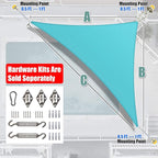 Amgo Custom Size 15' x 19' x 24.2' Turquoise Triangle Sun Shade Sail UPF50+ - Image 8