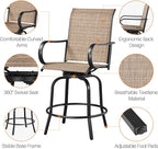 Yaheetech Patio Swivel Bar Stools Outdoor Chairs Set of 2 Outdoor High Bistro - Image 5