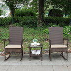 Outdoor Rocking Chair 3 Pieces High-Backed Rocking Chair Patio Rocking Chairs - Image 3