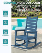 SERWALL Outdoor Rocking Chair Set of 4, Oversized HDPE Patio Rocking Chair - Image 4