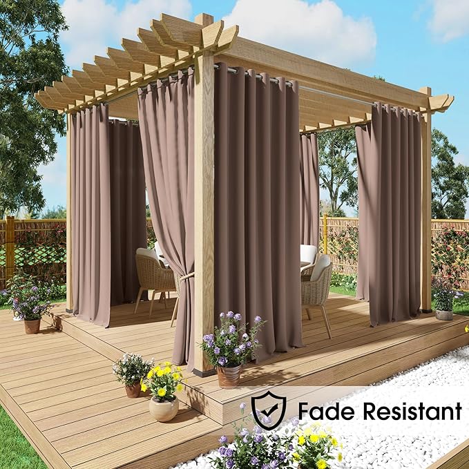 NICETOWN Fade Resistant Outdoor Curtains 2 Panels, Patio Waterproof Drapery - Image 4