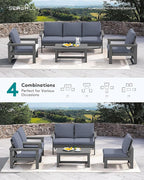 SERWALL HDPE Patio Conversation Set, 6-piece Sectional Outdoor Furniture Set - Image 8