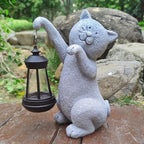 Cat Solar Garden Statues, Resin Cat Figurine Decorations - Image 3
