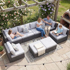 NICESOUL 8 Person Outdoor Patio Furniture Set, Extra Large Wicker Sectional Sofa - Image 9