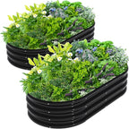 2Pcs 4X2X1ft Oval Raised Garden Bed Kit, Galvanized Raised Garden Beds Outdoor by Unknown