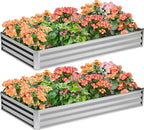 2PCS 8x4x1FT Galvanized Raised Garden Bed, Planter Raised Beds-Metal Garden Box by Home