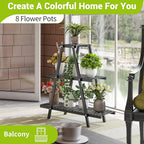 BMOSU Plant Stand Bamboo for Indoor Outdoor Tiered Plant Shelf 8 Potted Flower - Image 6